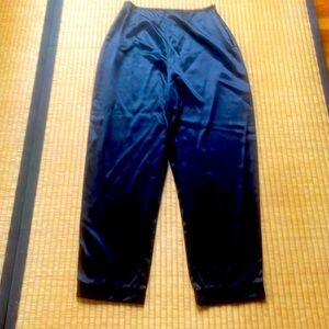 New Black Silk Charmeuse Tapered Pants